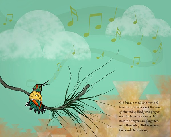 Illustration of "How Hummingbird Became a Medicine Man", page 32