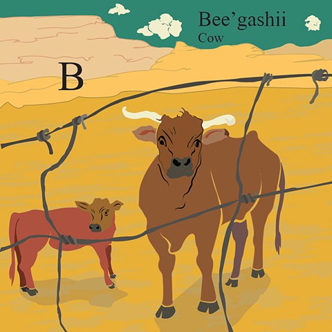 Navajo ABC's - B, Cow, Navajo, English, Native American