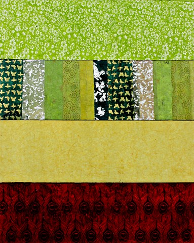 paper, greens, yellow, burgundy, cheerful, colorful, pattern, contemporary