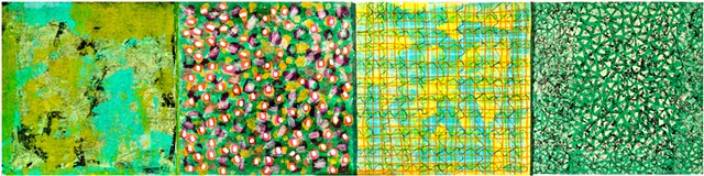 green, black, blue, yellow, on paper, board, contemporary, pattern, cheerful, colorful
