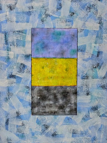 blue, yellow, black, brushstroke, abstract, contemporary, collage, acrylic