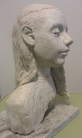 sculpture, bust, cement, head