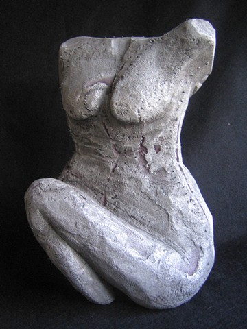 aluminum sculpture, torso, aluminum casting, breast cancer 