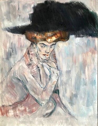 Woman in a Black Hat (after Klimt)