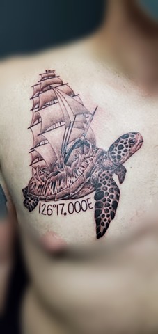 All Rights Reserved By Shauna Fujikawa S. Hope Tattoos & Art - Sea turtle navigator
