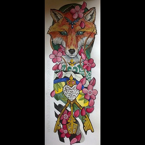 All Rights Reserved By Shauna Fujikawa Hope Tattoos & Art - Kitsune Fox Keys