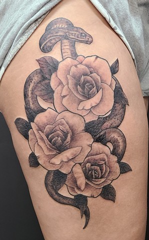 All Rights Reserved By Shauna Fujikawa S. Hope Tattoos & Art - Snake & Roses