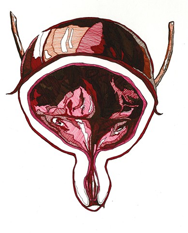 medical illustration, bladder, fine art, vesica, ink drawing, drawing, medicine, abstract, educational, anatomical, anatomy, flesh, human, physiology