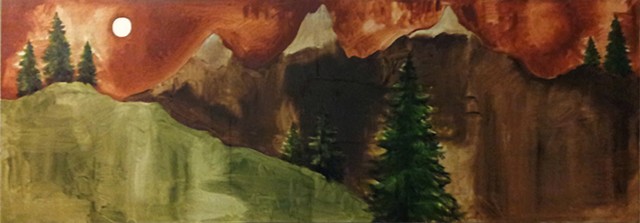 oil panting, painting, fine art, landscape, mountains, mt. calvary, nature, redwoods