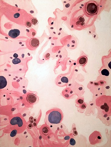 paint, painting, fine art, medical, scientific, anatomy, human, body, microscope, microscopic, illness, biology, influenza, histology