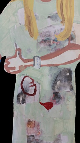 hospital, painting, fine art, hospital gowns, figurative, kidney, kidney stones, childhood, detail