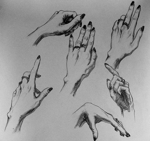 drawing, graphite, fine art, life drawing, line drawing, human body, observational drawing, medical illustration, medical, anatomy, anatomical, linear, detailed, traditional, fingers, hands, bones