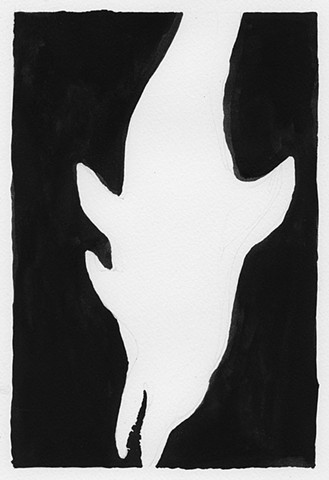 dolphin diving watercolor, black and white