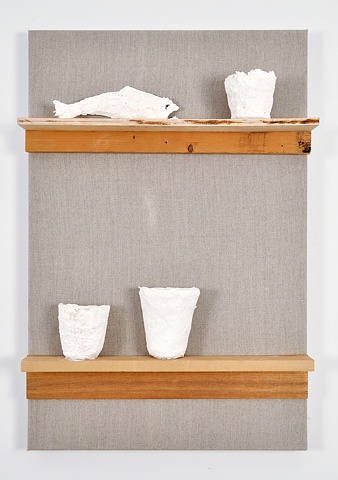 Shelf with Cups and Fish