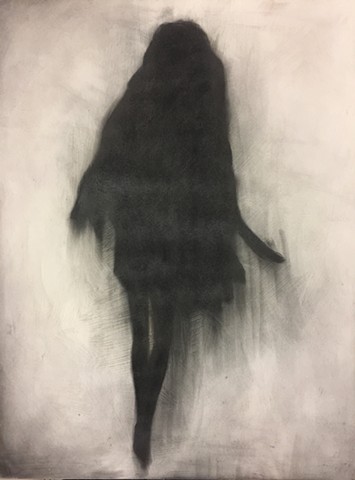 charcole figure, drawing, ghost, epicene