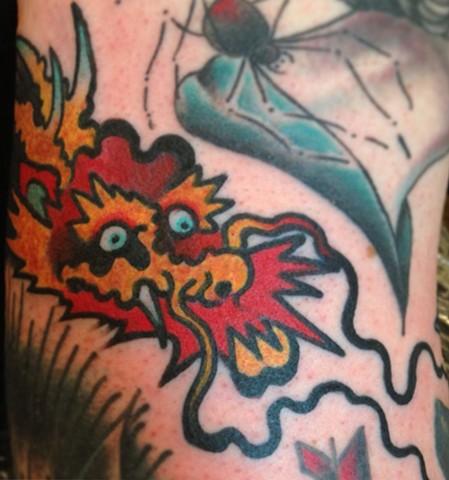 Red Dragon Head Tattoo by Greg Christian