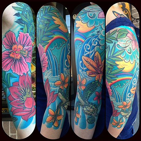 Tropical Sleeve Tattoo by Dan Wulff
