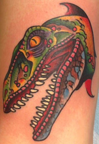 Raptor Head Tattoo by Greg Christian