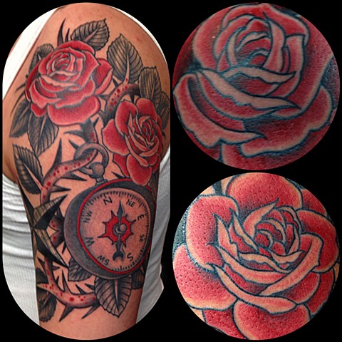 Compass & Rose Tattoo by Dan Wulff