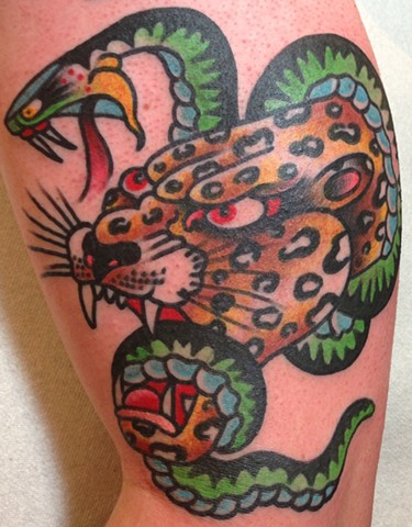 Leopard & Snake Tattoo by Greg Christian