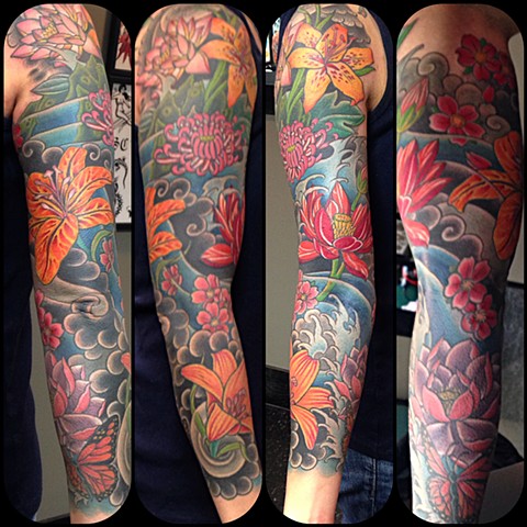 Floral Sleeve Tattoo by Dan Wulff