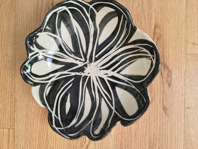 Black Flower Plates