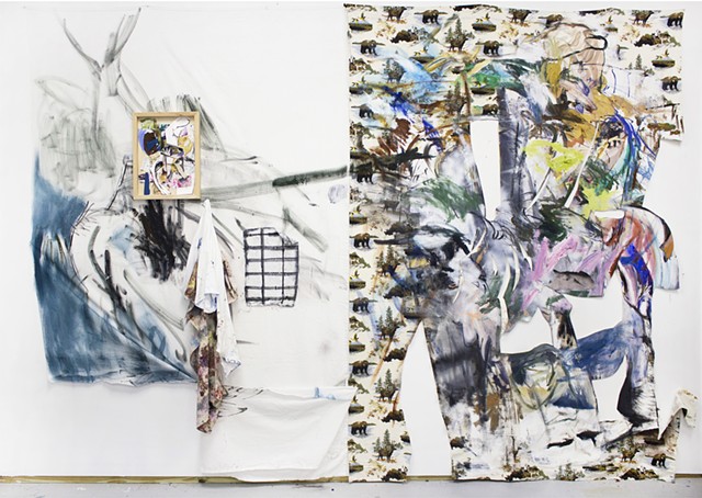 Collage painting, mixed media, painting installation, contemporary art, contemporary painting, Clara Varas