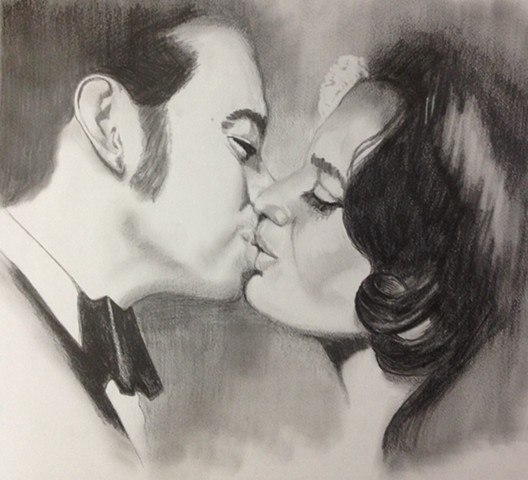 sketch work of a photograph of my parents on their wedding day.  