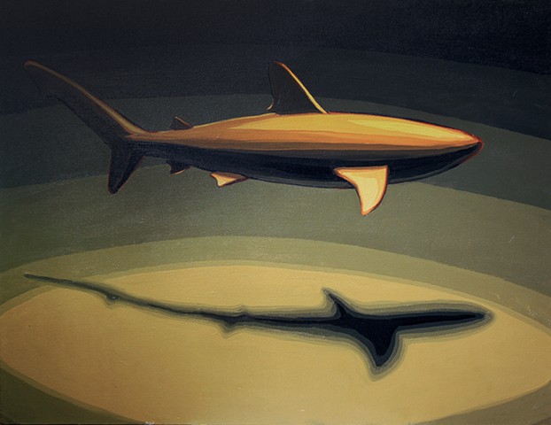 single shark 30"x40" acrylic on canvas