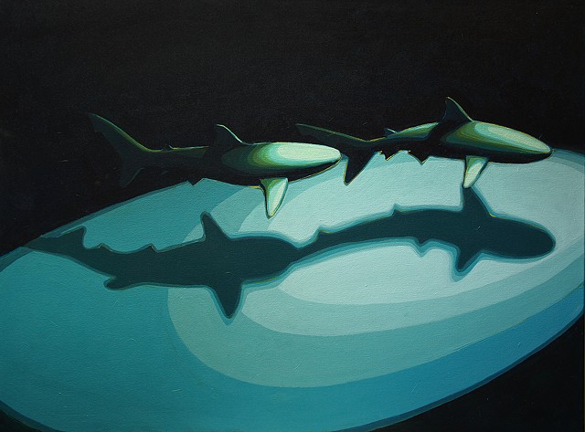shark pair 30"x40" acrylic on canvas