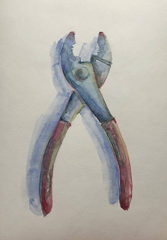 pliers, watercolor on paper