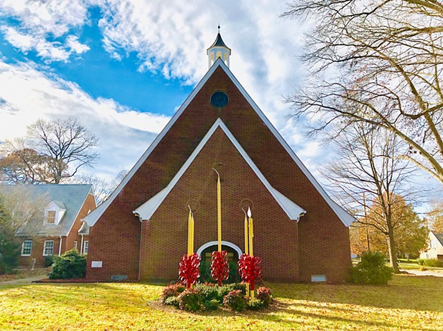 Gigantic, electric Advent Wreath in Moravian Tradition