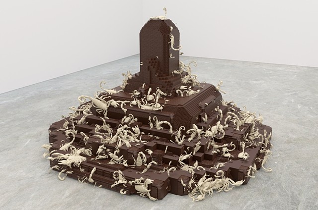 Dark Chocolate Pyramid with White Chocolate Scorpions