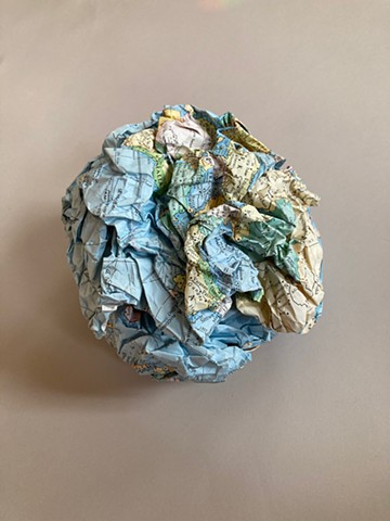 Crumpled world map