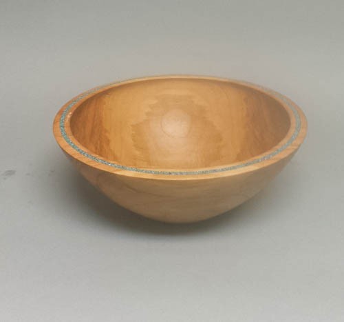 Cherry Bowl With Turquoise Inlay