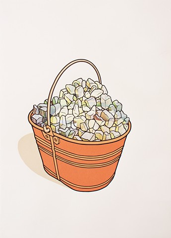 pail or bucket with rocks or stones