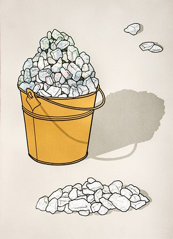 pail or bucket with rocks or stones