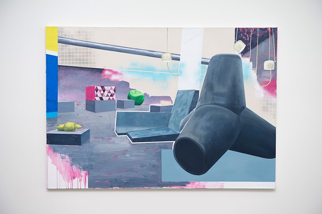 Benet Spencer - Museum Interior II, Oil and acrylic on canvas, 120 x 170cm 2019, Collision Drive 3, RMIT Project Space, Melbourne
