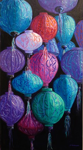 painting of vietnamese lanterns