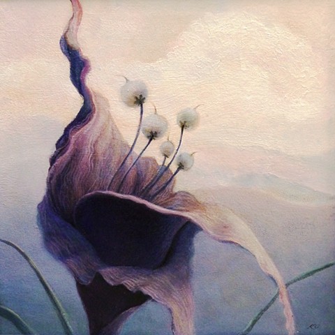 Iris, Purple, pods, oil painting, Karl Orion