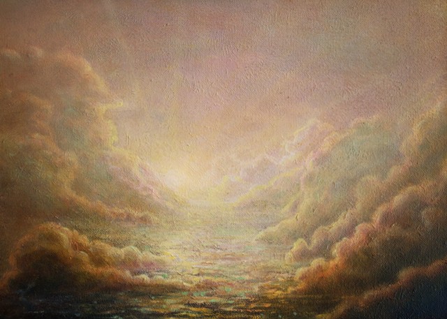 Karl Orion, Karl Poulson, painting, oil painting, Orion painting, painted pods, painted water, cloud painting