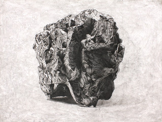 Kathleen Thum Charcoal Drawing of Coal Silhouette Carbon Extraction Series Contemporary Drawing Work on Paper 