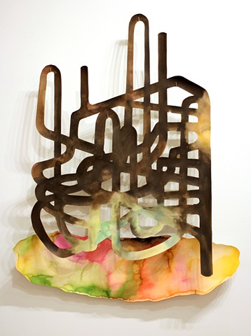 Cut paper artwork, Ink on Paper, Drawing, Pipelines, Installation, Wall Drawing