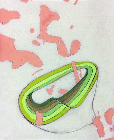 Abstract drawing of biomorphic systems by Kathleen Thum