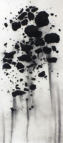 Kathleen Thum Charcoal Drawing of Coal Silhouette Carbon Extraction Series Contemporary Drawing Work on Paper Large Scale Abstract Minimalist