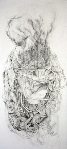 Large-scale Drawing on Mylar of Environmental  Landscape, oil refining and pipelines by Kathleen Thum