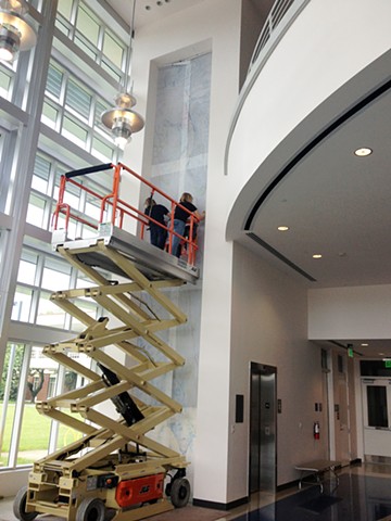 in progress Site Specific Wall drawing, painting, mural at Broward College by Kathleen Thum