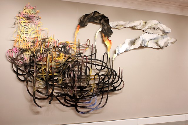 Cut paper artwork, Ink on Paper, Drawing, Pipelines, Installation, Wall Drawing