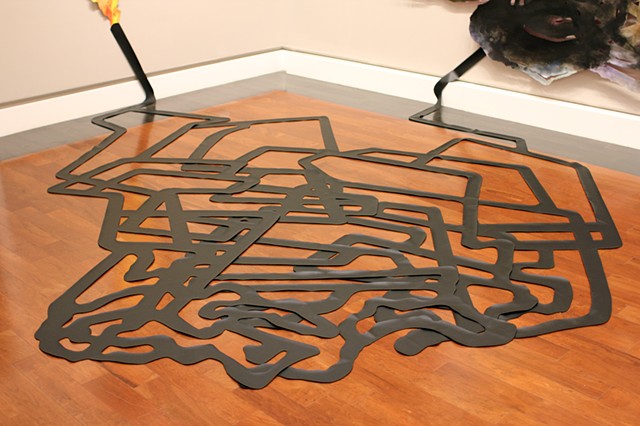 Cut paper artwork, Vinyl, Ink on Paper, Drawing, Pipelines, Installation, Wall Drawing