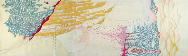 Abstract scroll drawing of body and mapping systems by Kathleen Thum